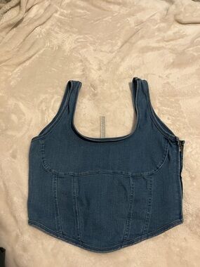 PINK Victoria's Secret Blue Denim Corset Tank